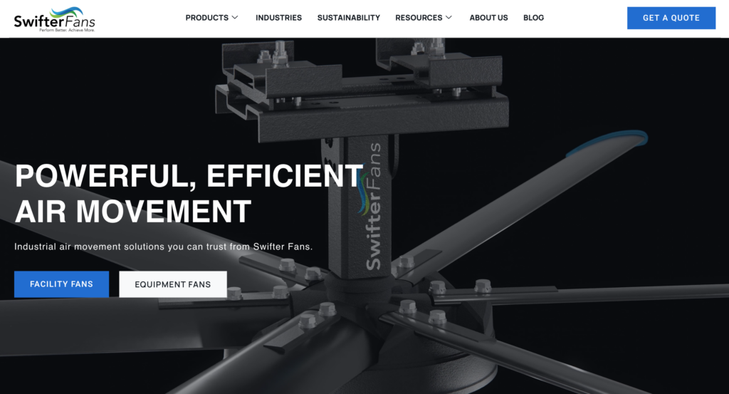 Welcome to the New Home of HVLS and Equipment Fans at SwifterFans.com 1 HVLS Fans